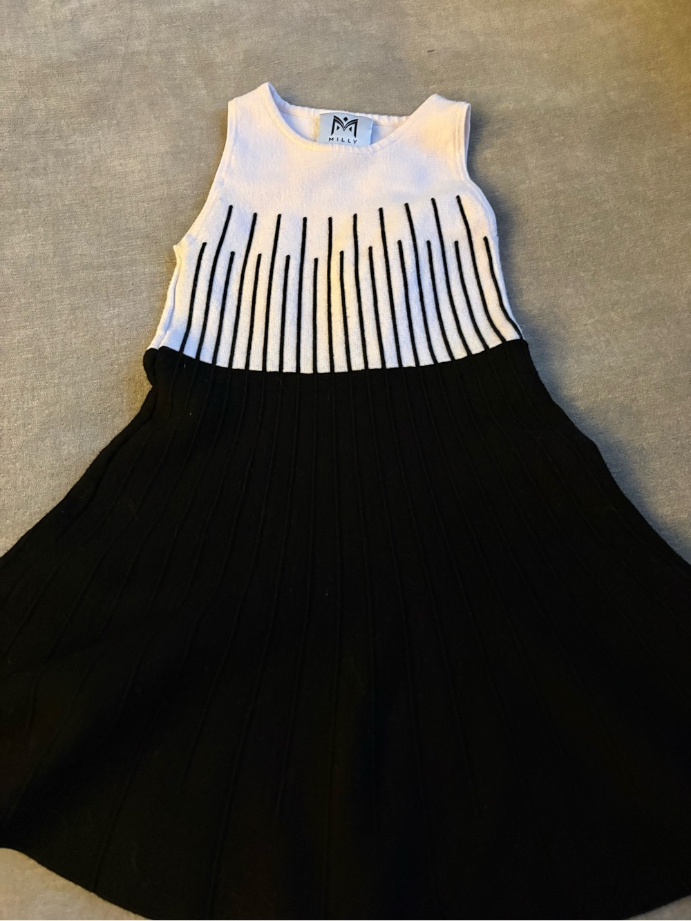 Milly Girls Two-Tone Black & White Knit Dress
